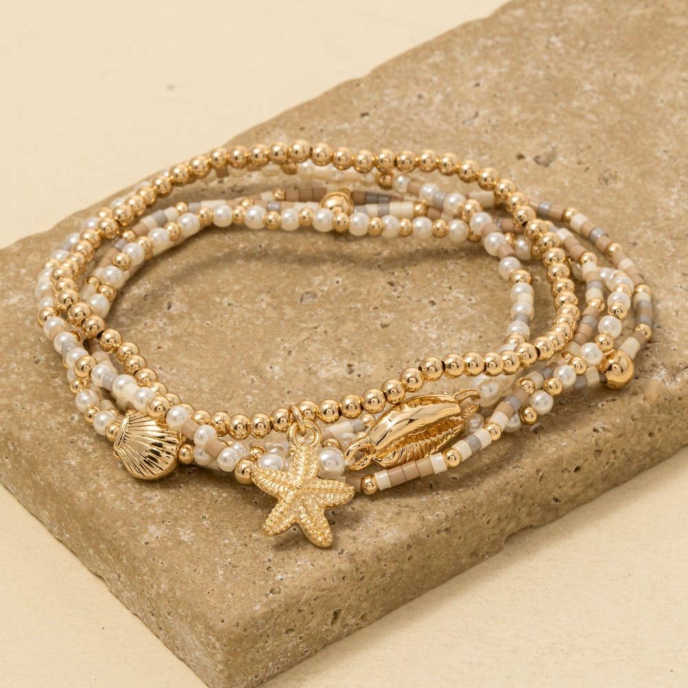 Sea Life Charms Beaded Bracelet Set