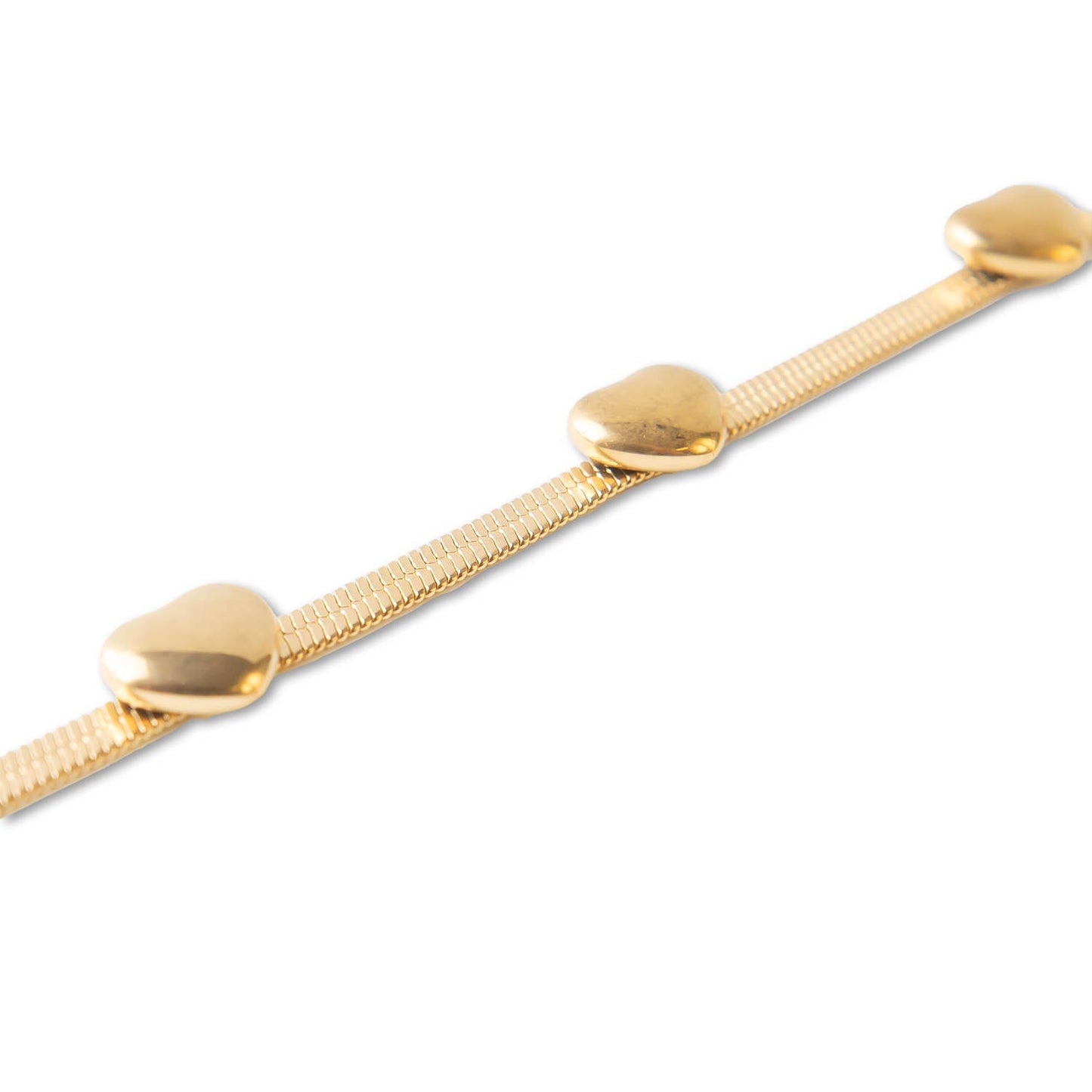 Gold Chain Bracelet-Herringbone Heart