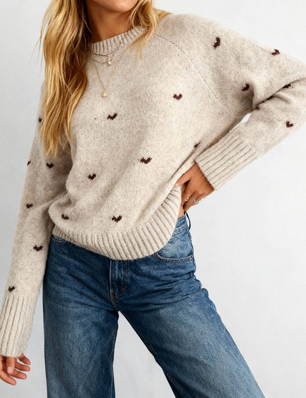 Heart Round Neck Sweater