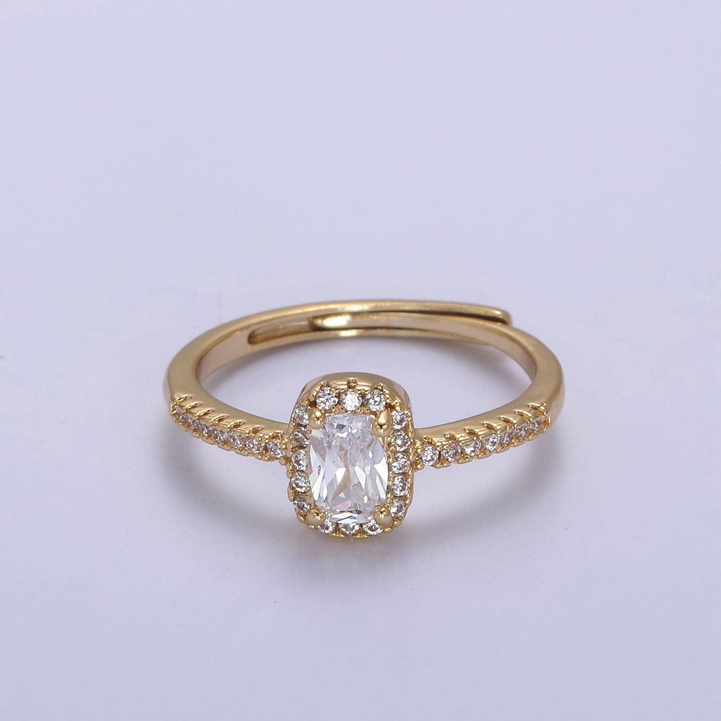 Micro Pave CZ Stone Gold Minimalist Ring