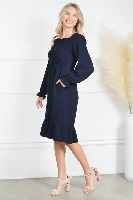 Smocking Dress Long Sleeve