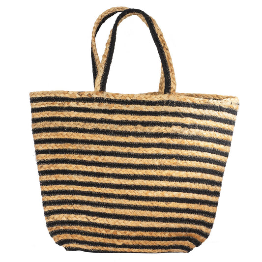 Striped Jute & Cotton Tote
