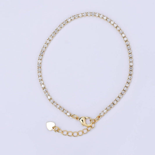 24K Gold Filled Clear CZ Tennis Bracelet