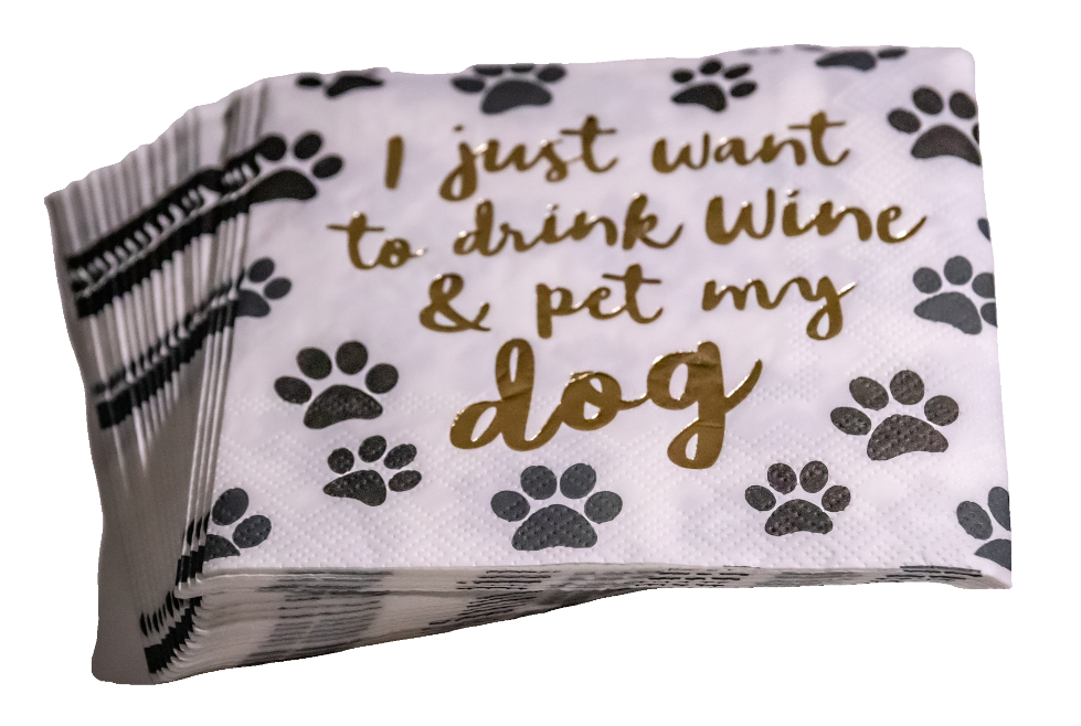 Cocktail Napkins | Drink Wine and Pet My Dog