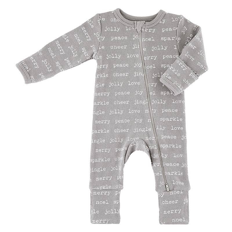 Waffle Knit Cozy Romper - Holiday Cheer 6-12 Mo