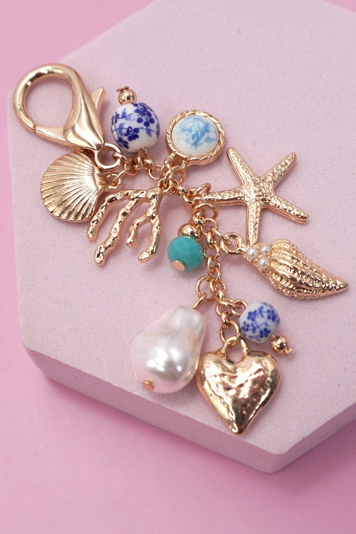 PORCELAIN SEA LIFE PEARL BAG CHARM
