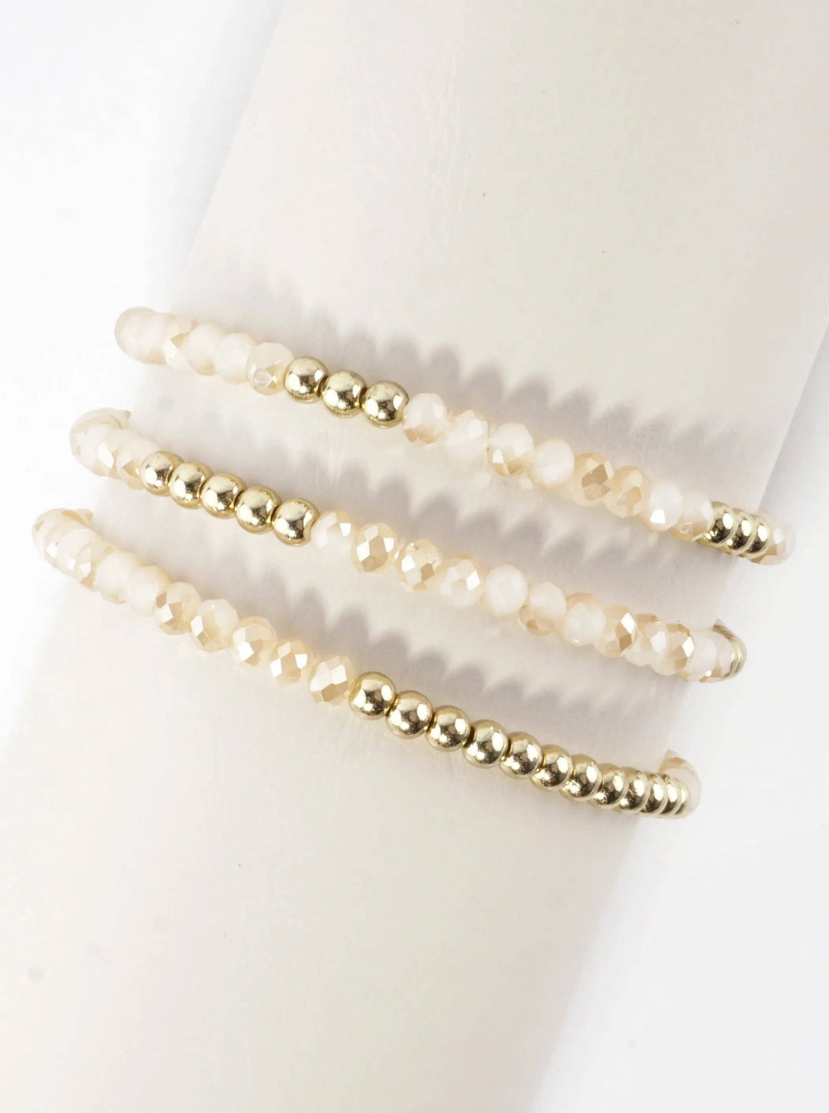 3PC-Set Square Metallic Glass Beads Bracelets