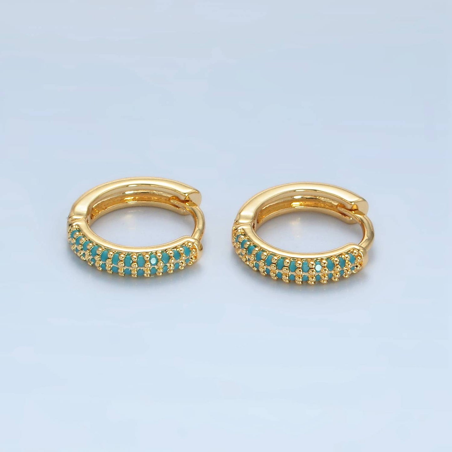 24K Gold Filled Turquoise Huggies