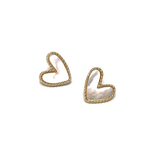 Mother of Pearl Heart Stud Earrings