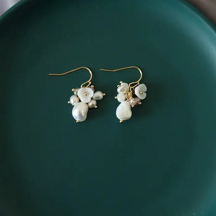 18K Gold Plated Flora Mother of Pearl Freshwater Earrings