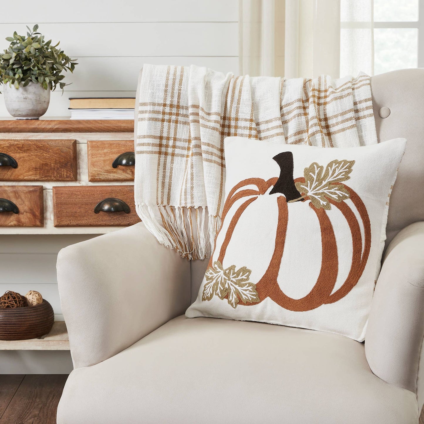 Plaid Pumpkin Decorative Throw Pillow