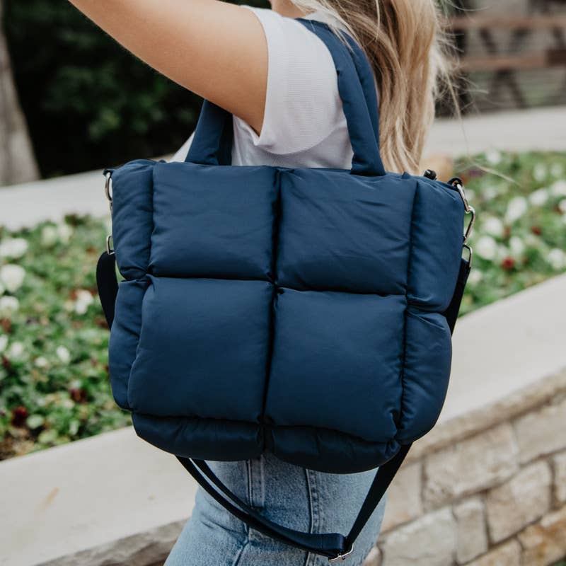 Navy Mini Puffer Tote