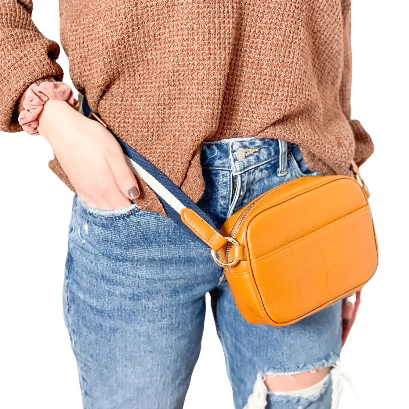 Convertible Pebbled Leather Belt Bag/Sling Bag