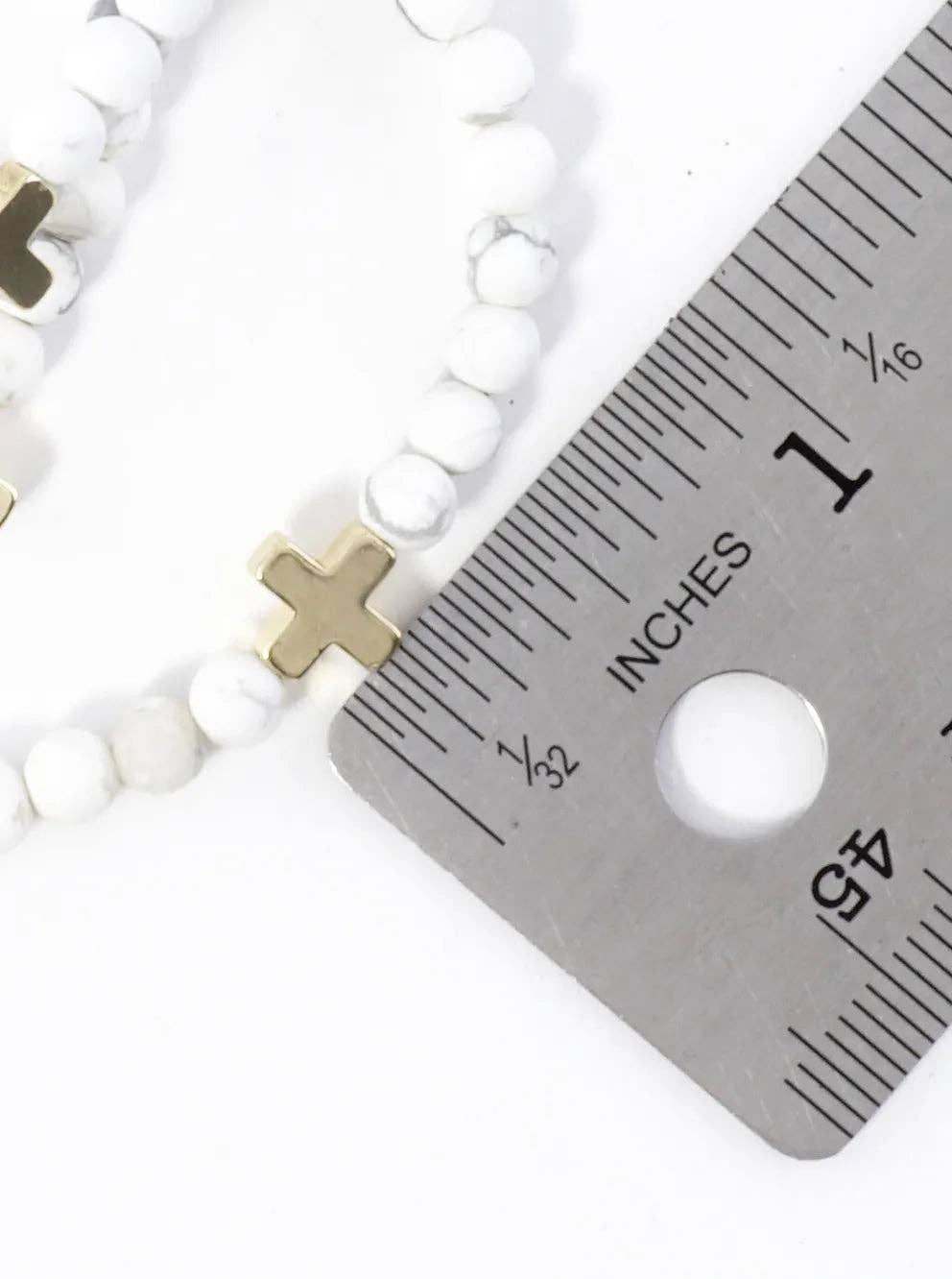 3PC-Set Genuine Stone Cross Stretch Bracelets