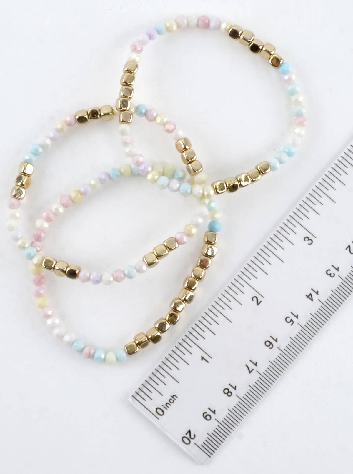 3PC-Set Square Metallic Glass Beads Bracelets