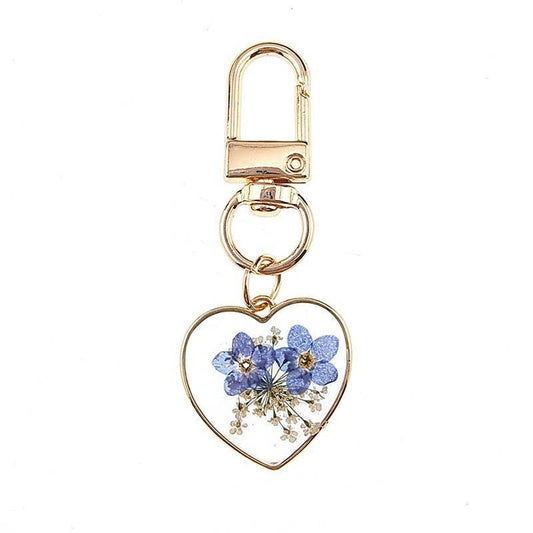 BAG CHARM-PRESSED DRIED FLOWER HEART