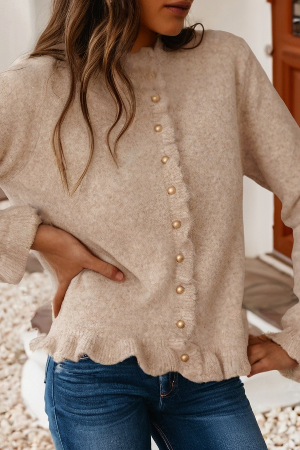 Ruffle Trim Cardigan