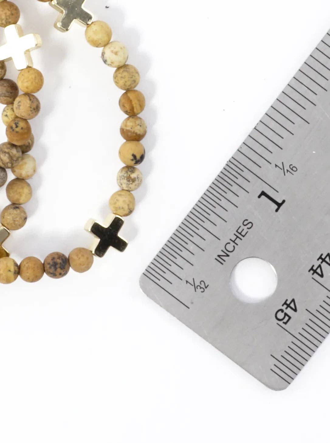 3PC-Set Genuine Stone Cross Stretch Bracelets