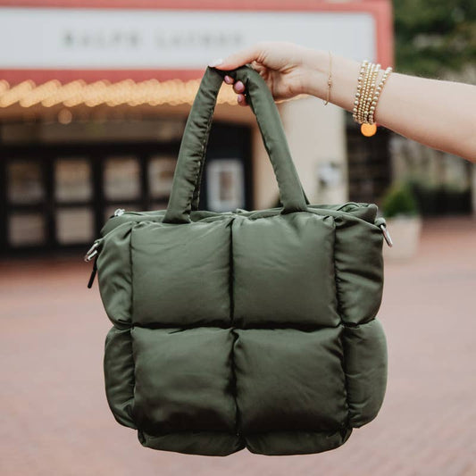 Olive Mini Puffer Tote