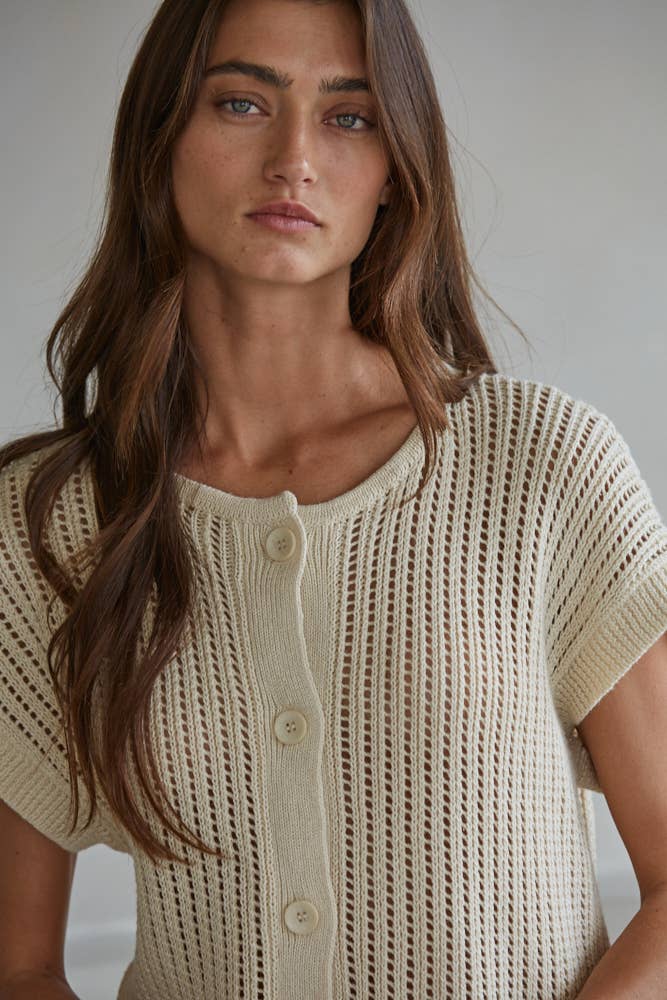 Ramie Cotton Button Down Cardigan