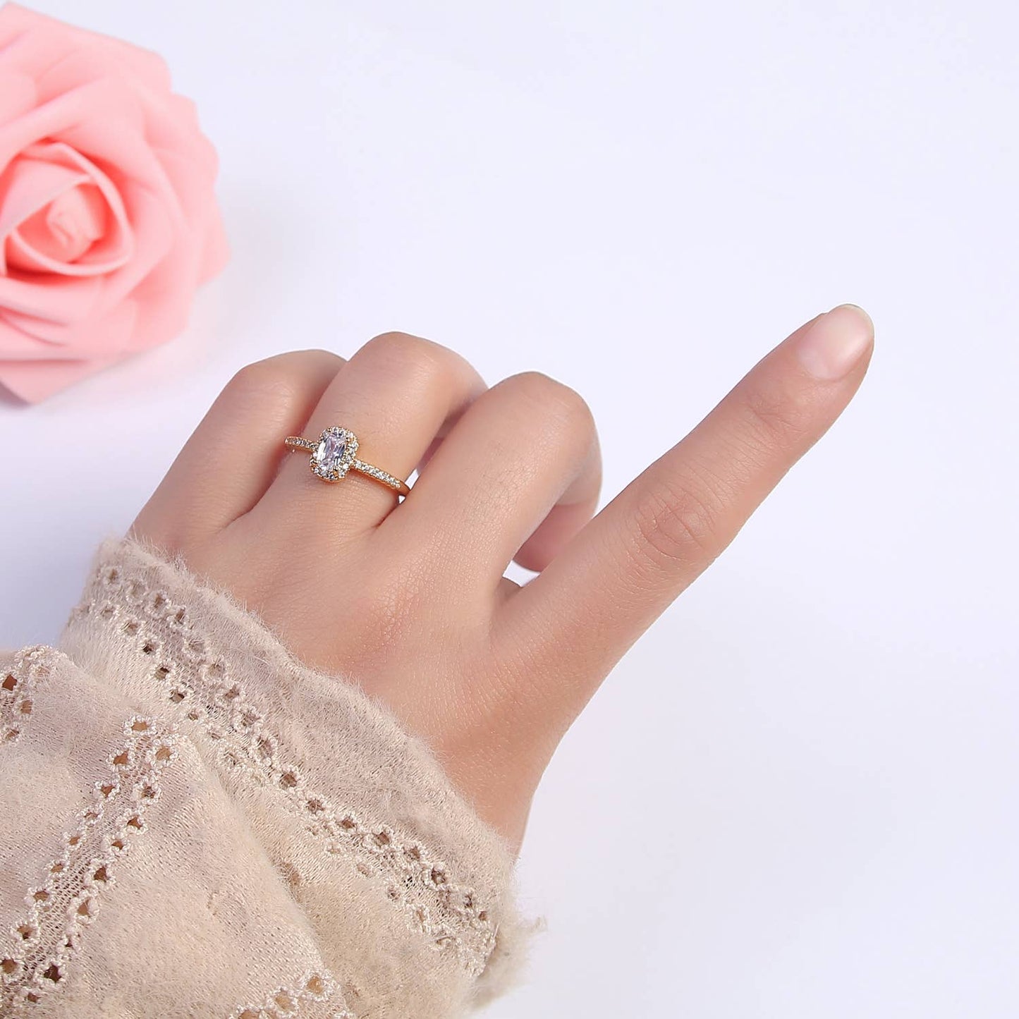 Micro Pave CZ Stone Gold Minimalist Ring