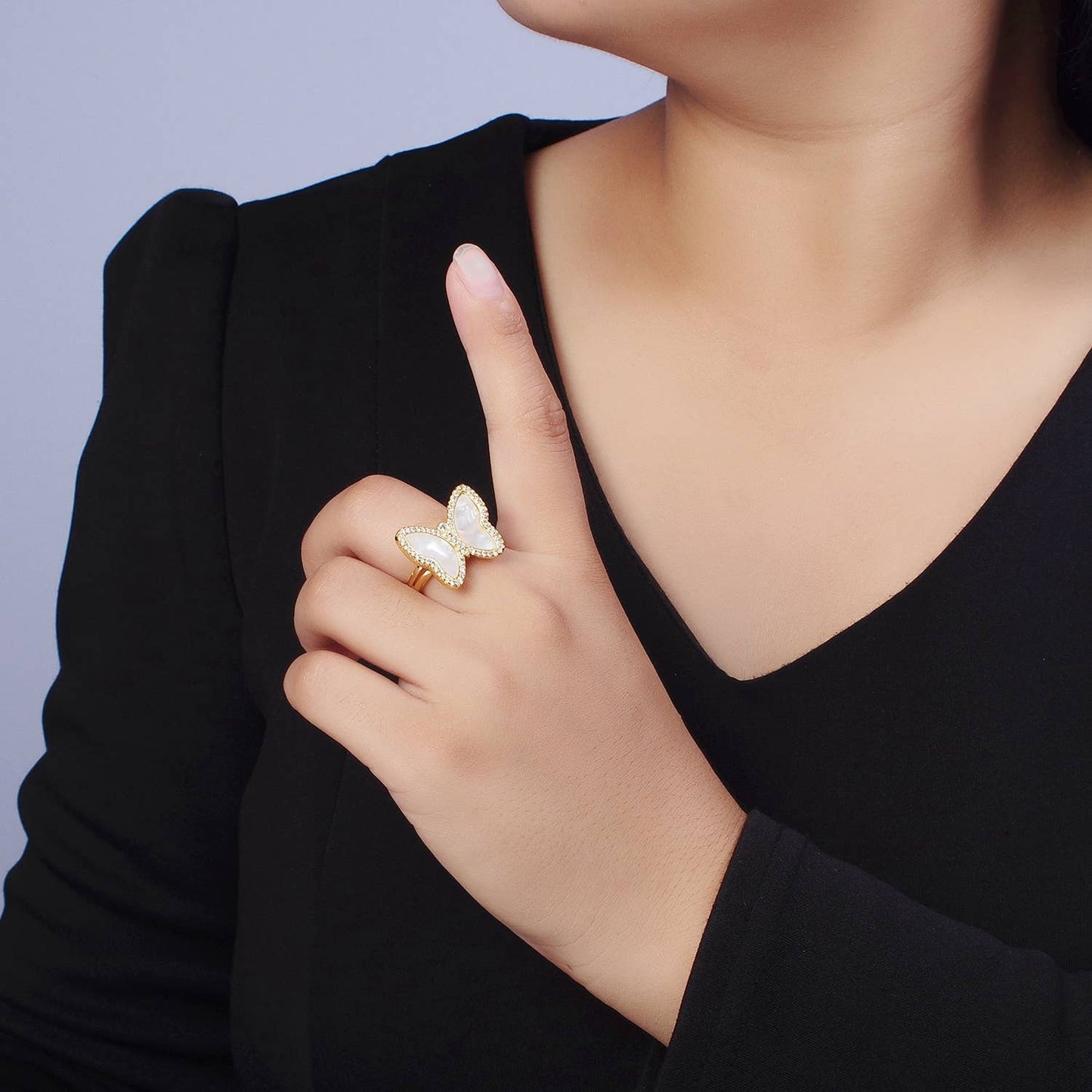 Dainty Gold Butterfly Ring