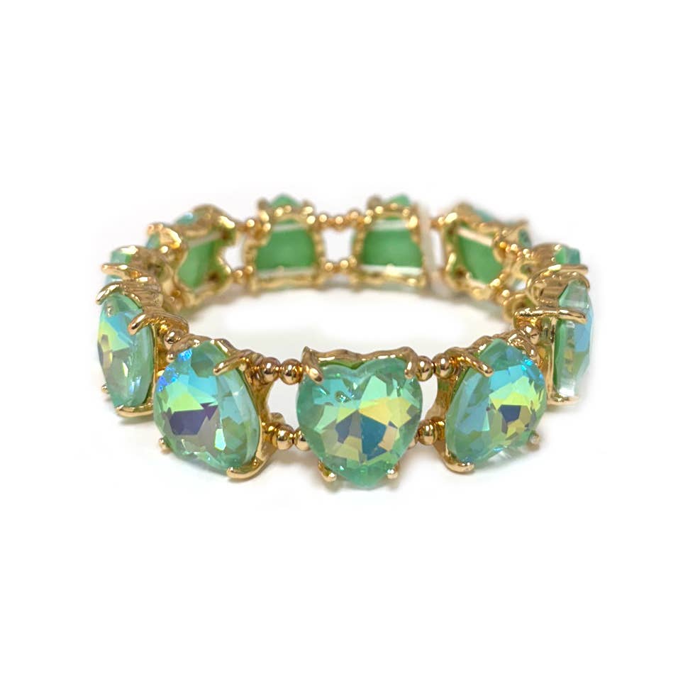 Love Heart Glass Crystal Bead Bracelet