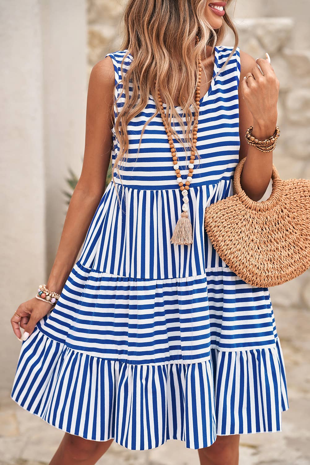 Stripe Sleeveless Loose Fit Mini Dress