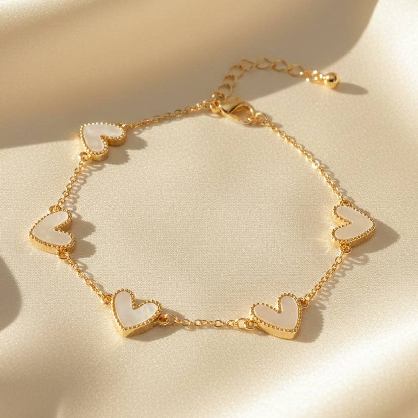 Mother of Pearl Heart Bracelet