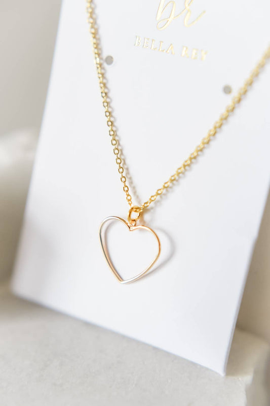 Dainty heart charm necklace 18k gold plated