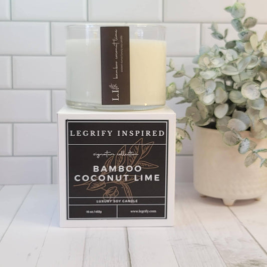 Bamboo Coconut Lime Classic Glass 2 Wick Soy Candle