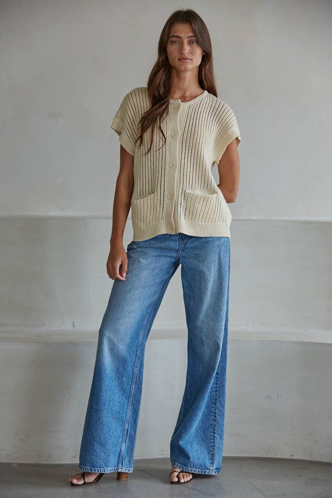 Ramie Cotton Button Down Cardigan