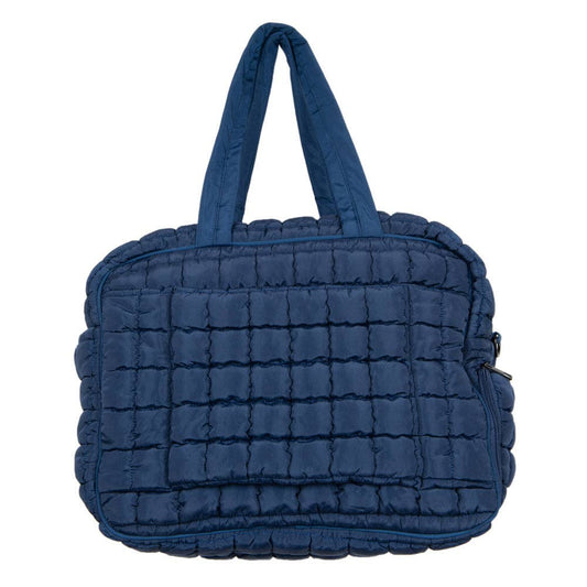 Navy Quilted Weekend Duffel Bag