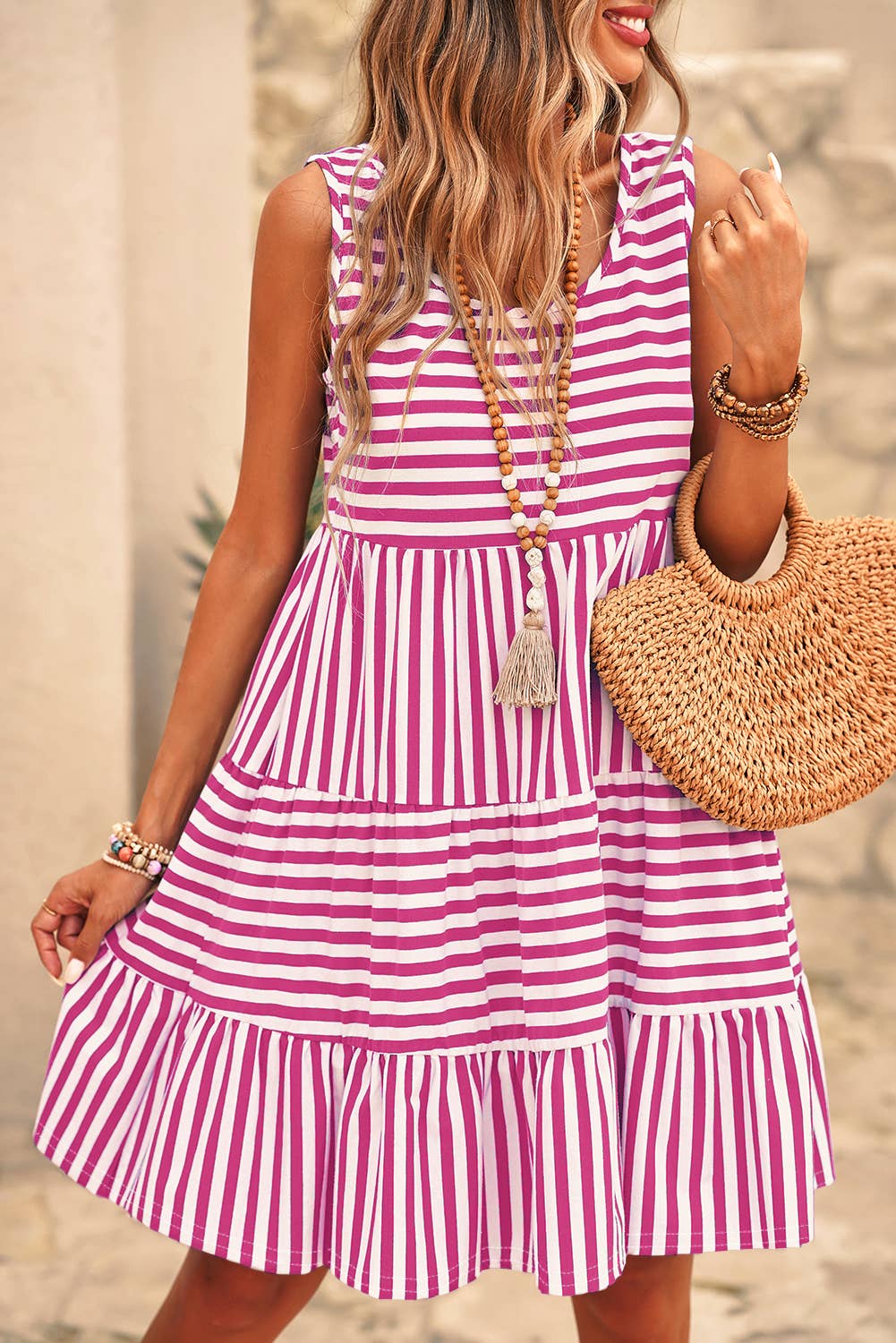 Stripe Sleeveless Loose Fit Mini Dress