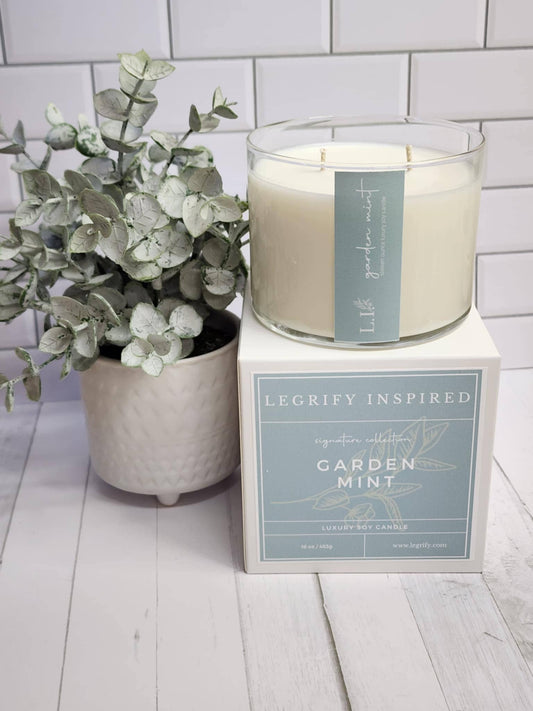 Garden Mint Classic Glass 2 Wick Soy Candle