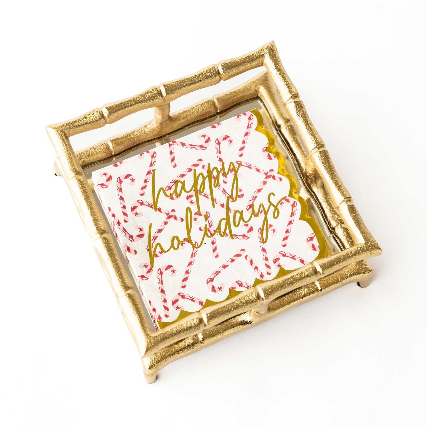 Peppermint Toile Paper Beverage Napkin Packs