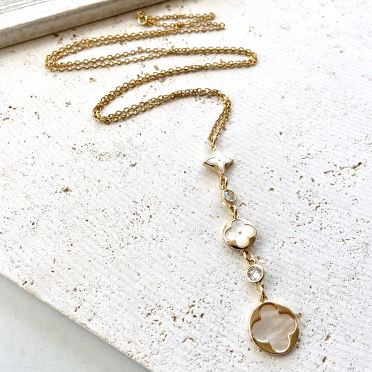Clover quatrefoil pearl shell necklace non tarnishing