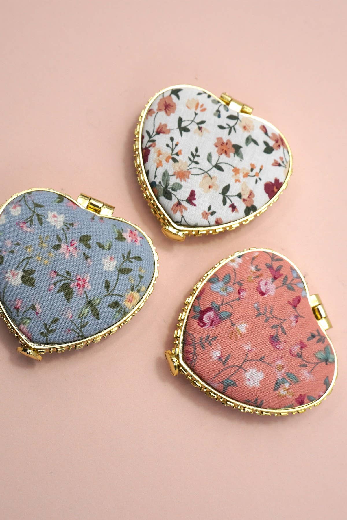 TRAVEL POCKET COMPACT HANDHELD FLORAL MIRROR