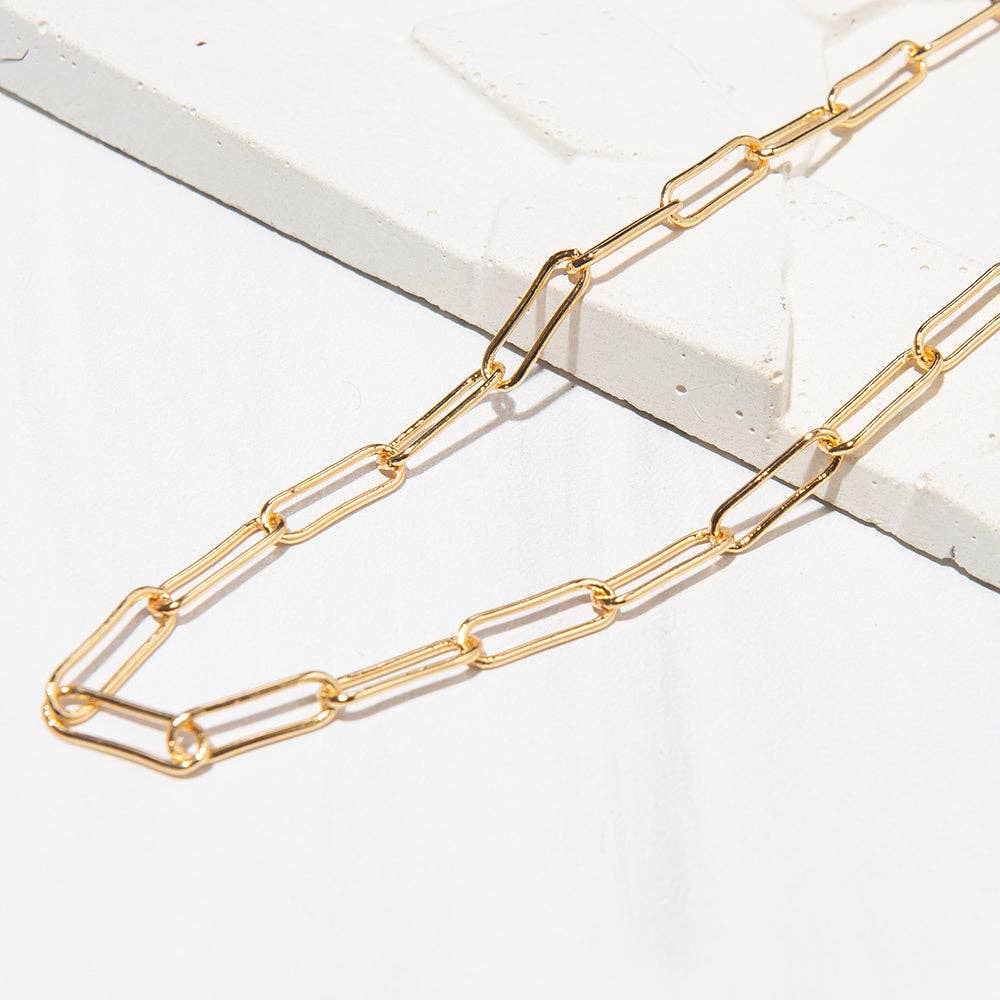 Gilded Gold Necklace-18" Paper Clip