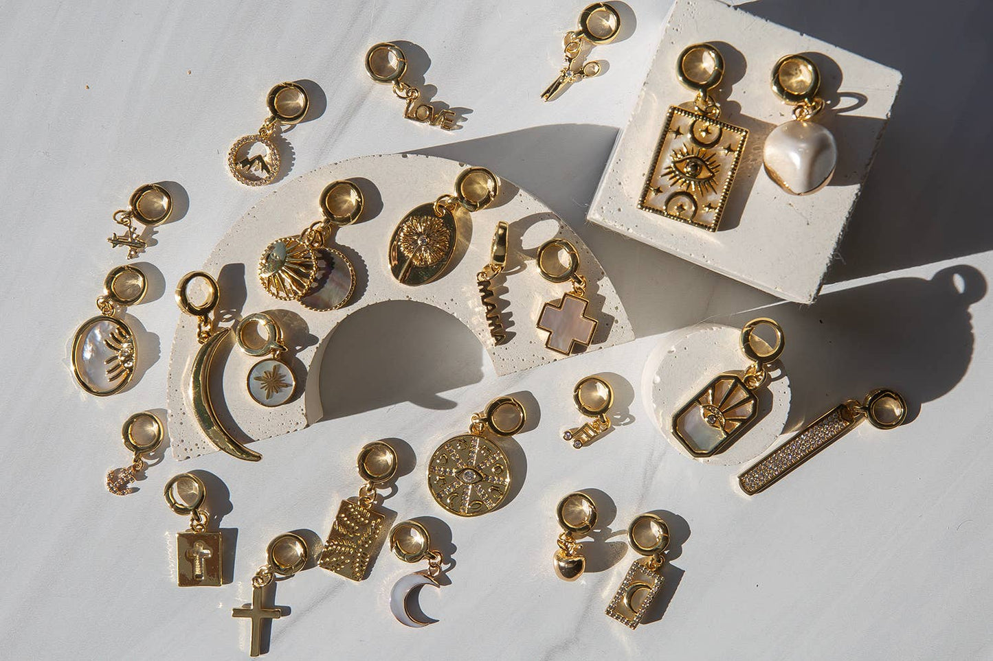 Dot Cross Charm, Gold