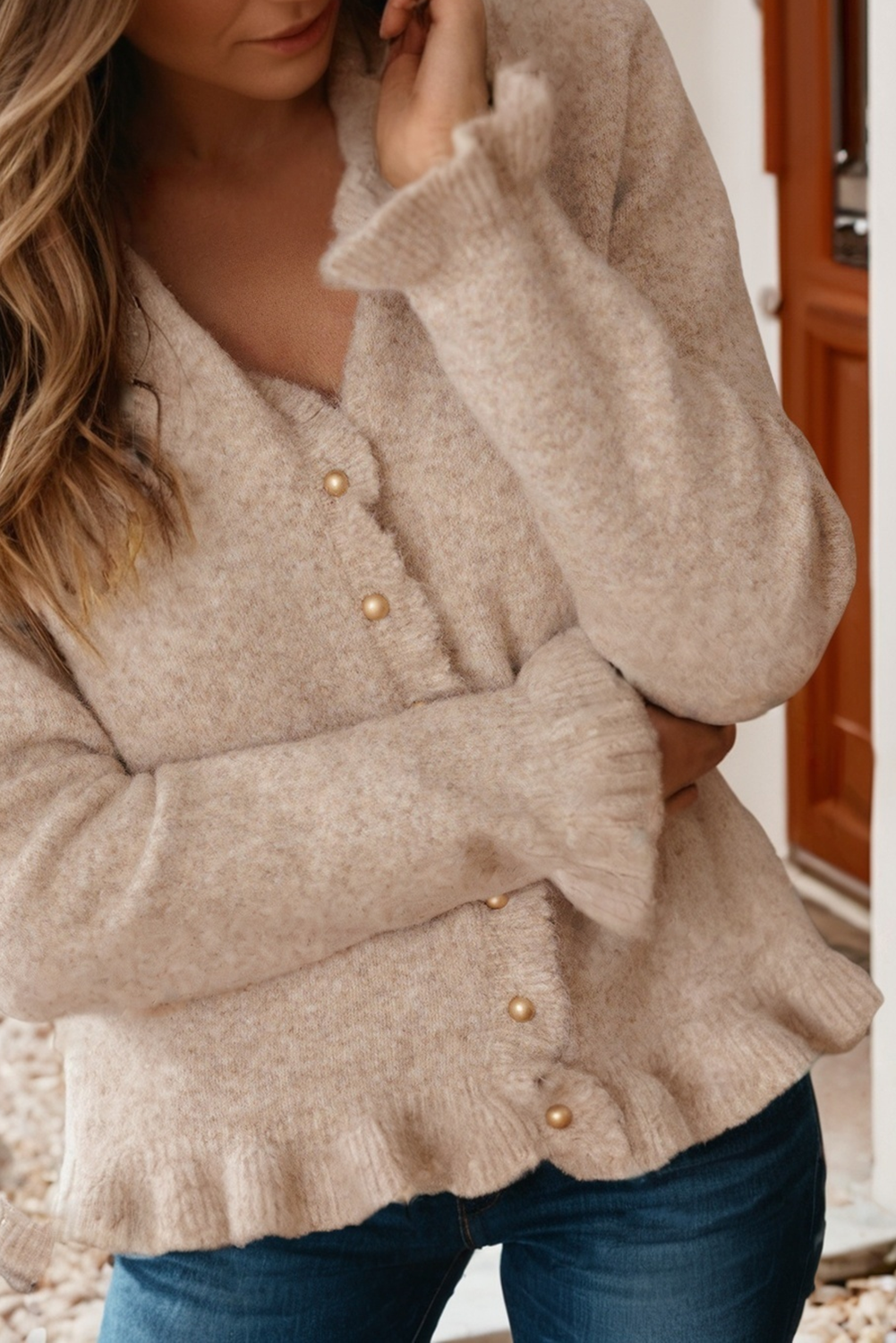 Ruffle Trim Cardigan