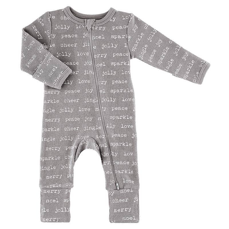 Waffle Knit Cozy Romper - Holiday Cheer 6-12 Mo