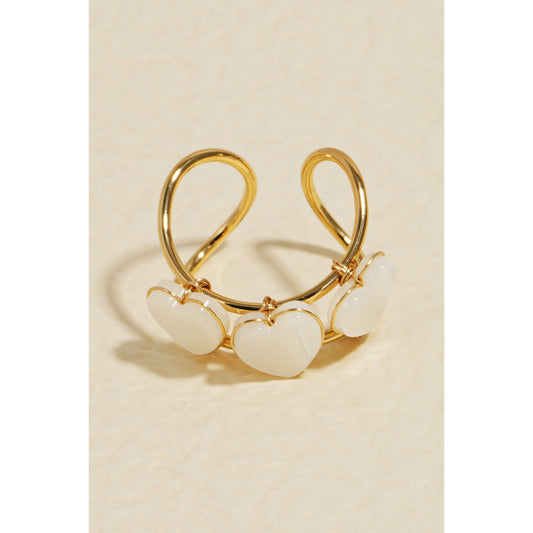 Triple Pearl Hearts Open Ring