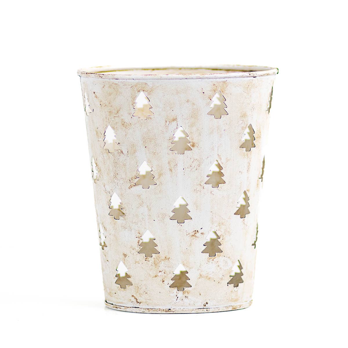 Christmas Tree Tin Antique White