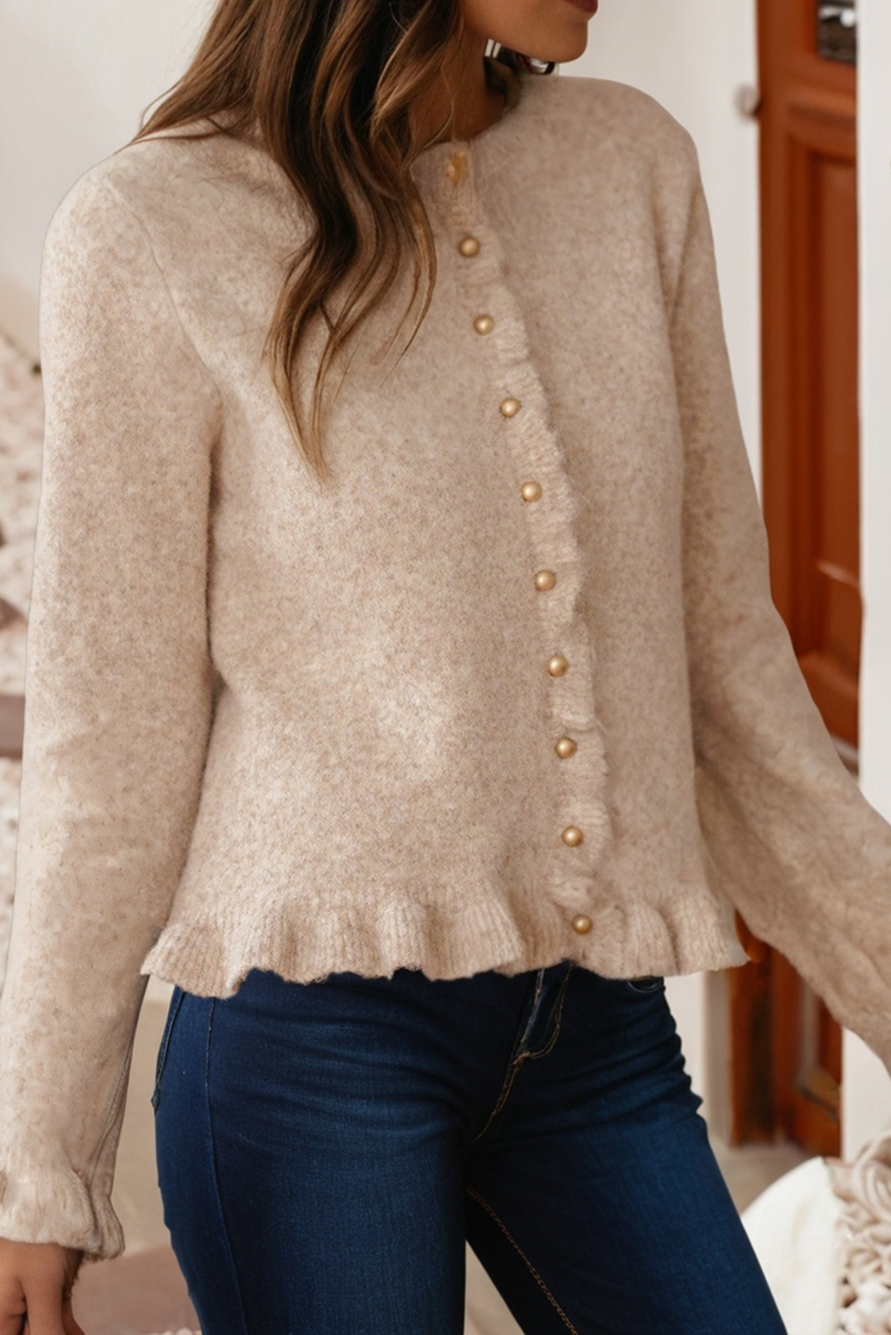 Ruffle Trim Cardigan
