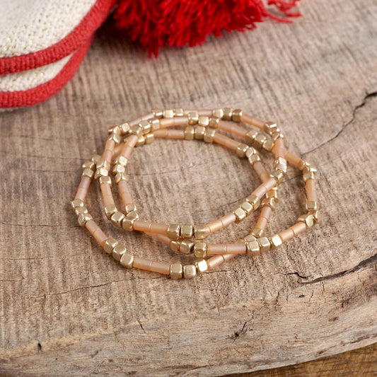 Layered Colorful and Gold Beaded Bracelets Sets