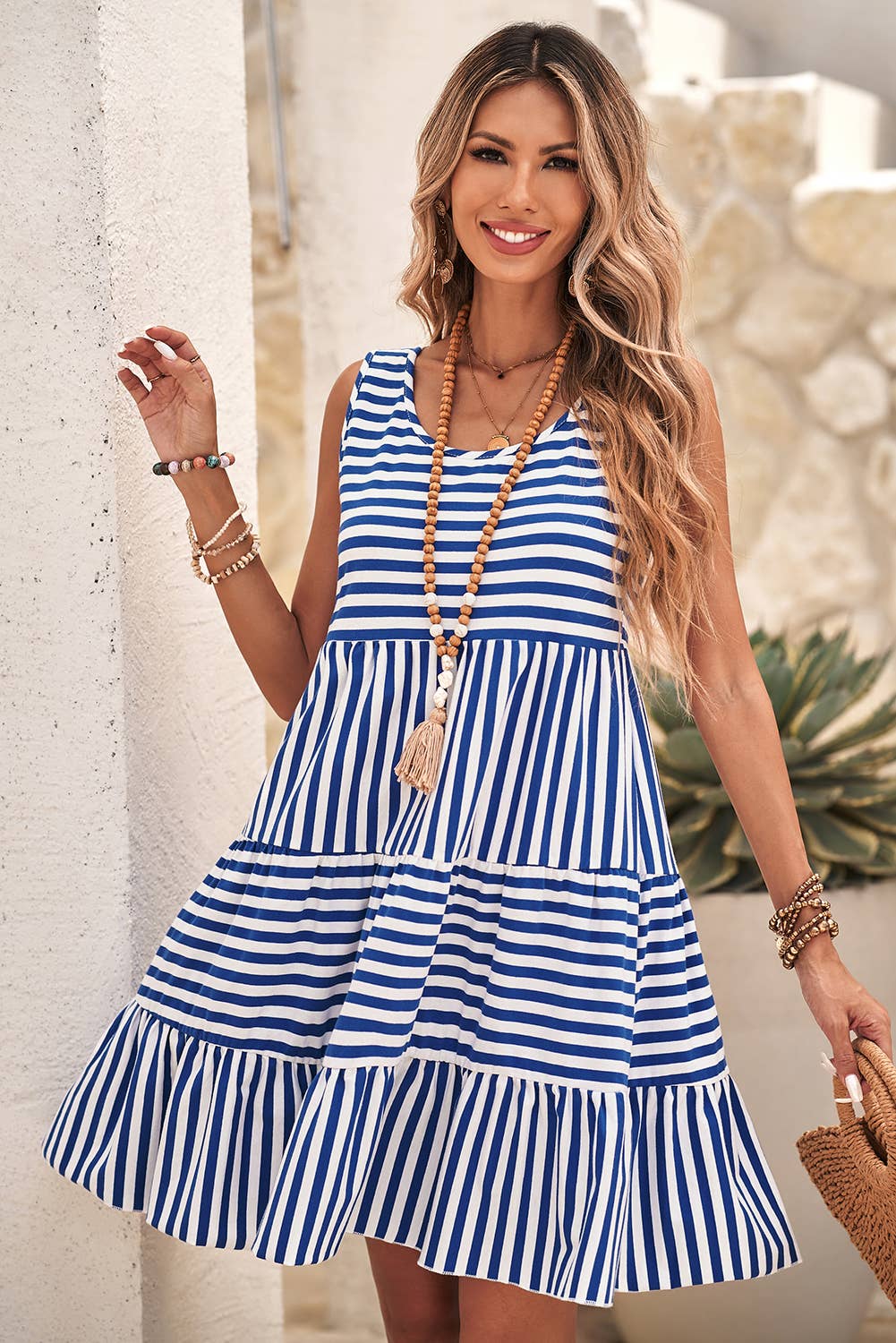 Stripe Sleeveless Loose Fit Mini Dress