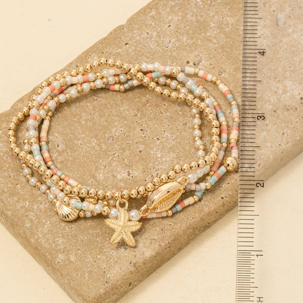 Sea Life Charms Beaded Bracelet Set