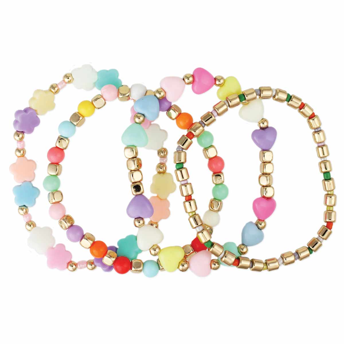 Sweet Style Multi Heart Gold Bracelet Set