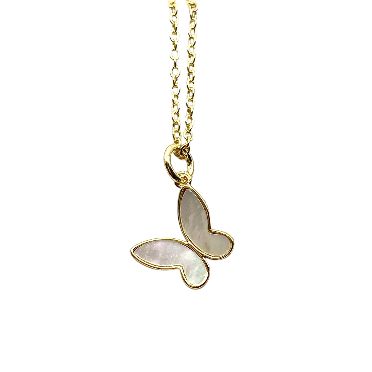 Butterfly necklace gold mother of pearl